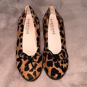 Sabrina’s Womens Sz 6.5 37 Leopard Flat Slip on Shoes Made in Spain